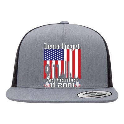 Never Forget September 11 2001 Memorial Day American Flag Flat Bill Trucker Hat