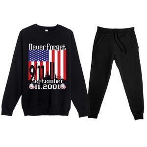 Never Forget September 11 2001 Memorial Day American Flag Premium Crewneck Sweatsuit Set