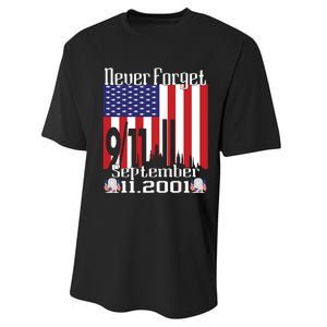 Never Forget September 11 2001 Memorial Day American Flag Performance Sprint T-Shirt