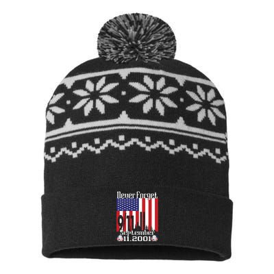 Never Forget September 11 2001 Memorial Day American Flag USA-Made Snowflake Beanie