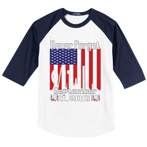 Never Forget September 11 2001 Memorial Day American Flag Baseball Sleeve Shirt