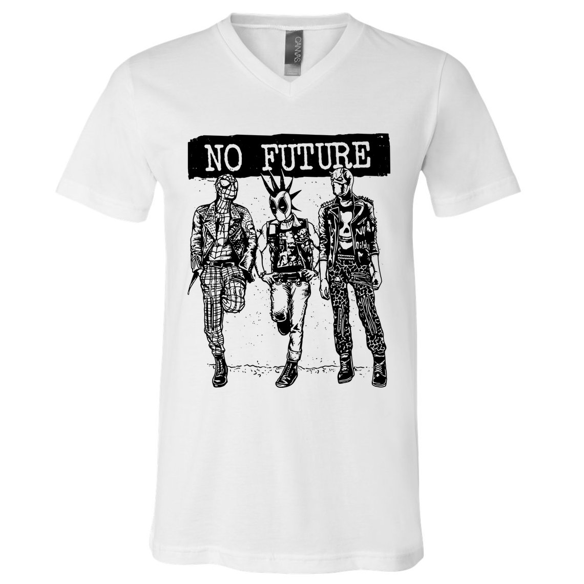 No Future Superhero Punk V-Neck T-Shirt