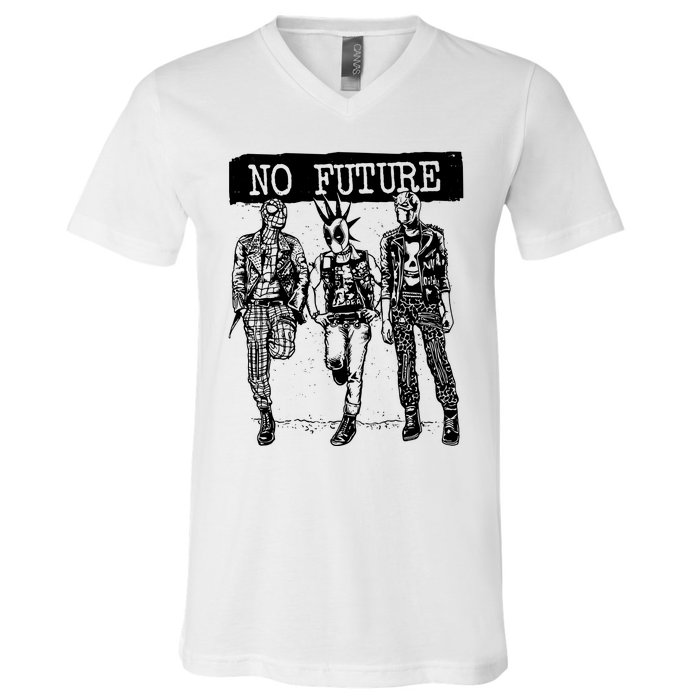 No Future Superhero Punk V-Neck T-Shirt