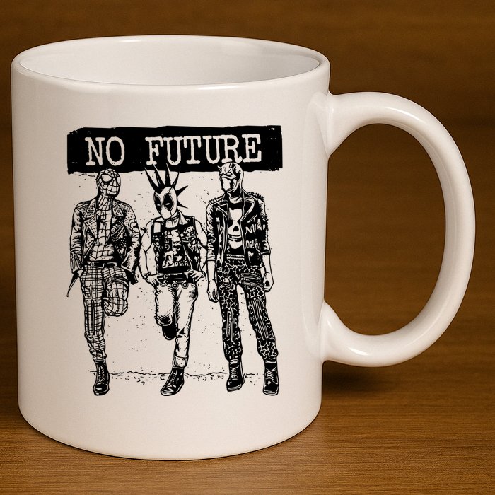No Future Superhero Punk 11oz C Handle Ceramic Mug