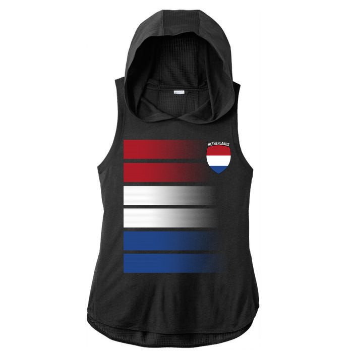 Nederland Flag Sport Logo Ladies PosiCharge Tri-Blend Wicking Draft Hoodie Tank