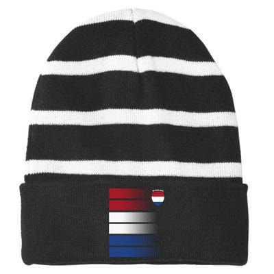 Nederland Flag Sport Logo Striped Beanie with Solid Band