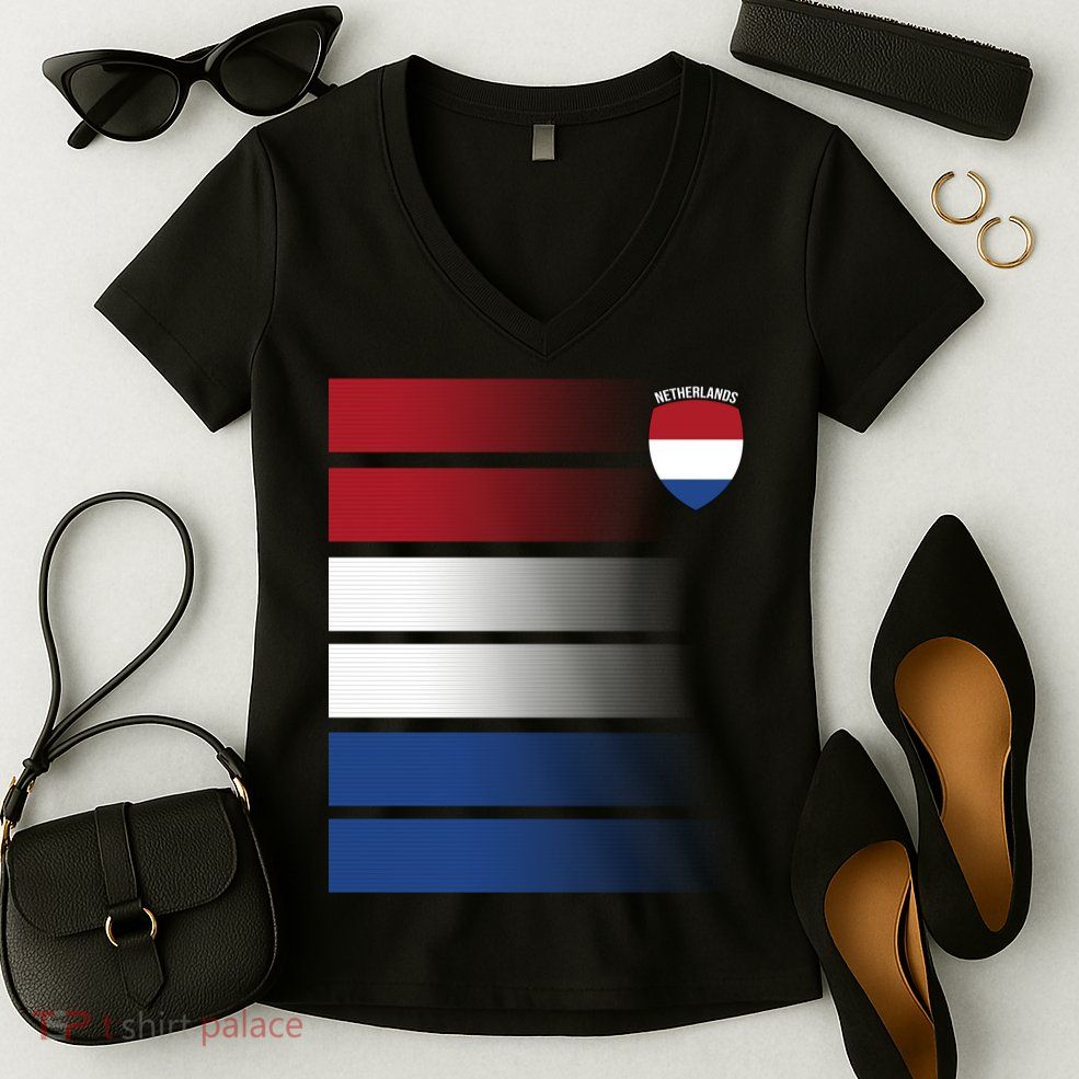 Nederland Flag Sport Logo Women's V-Neck T-Shirt