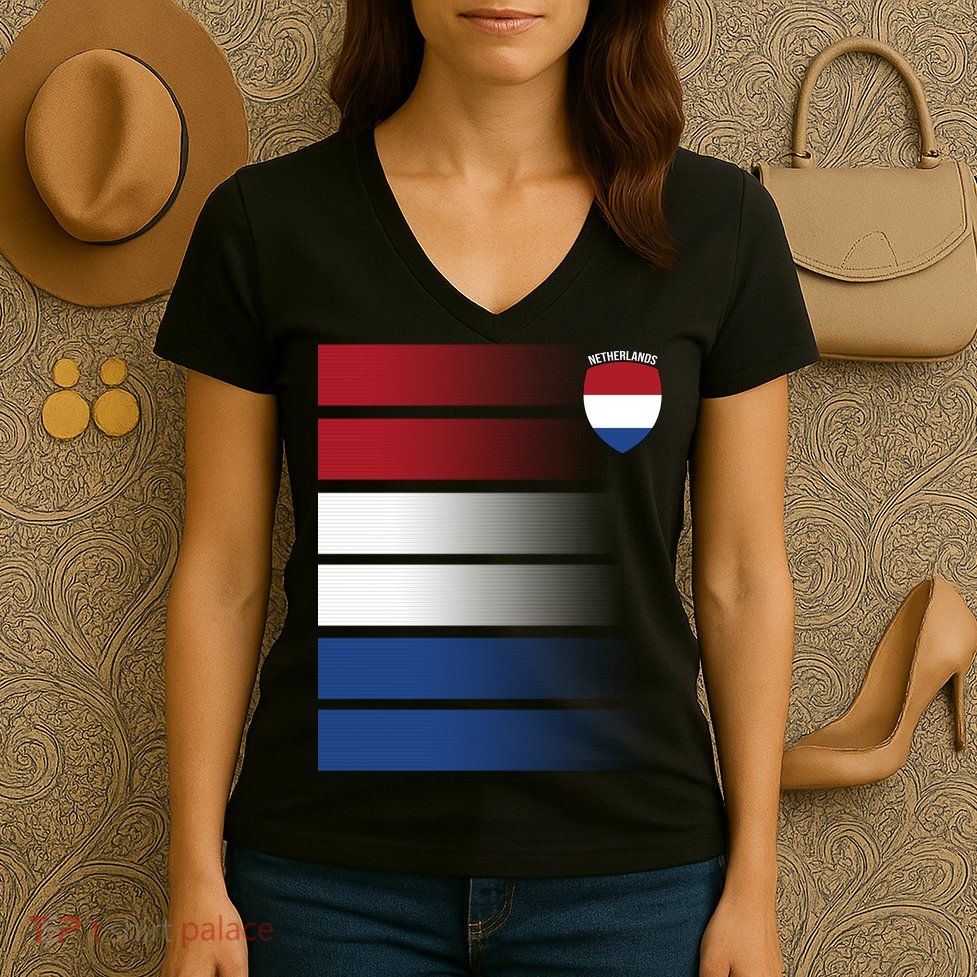 Nederland Flag Sport Logo Women's V-Neck T-Shirt