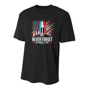 Never Forget September 11 2001 Memorial Day American Flag Youth Performance Sprint T-Shirt