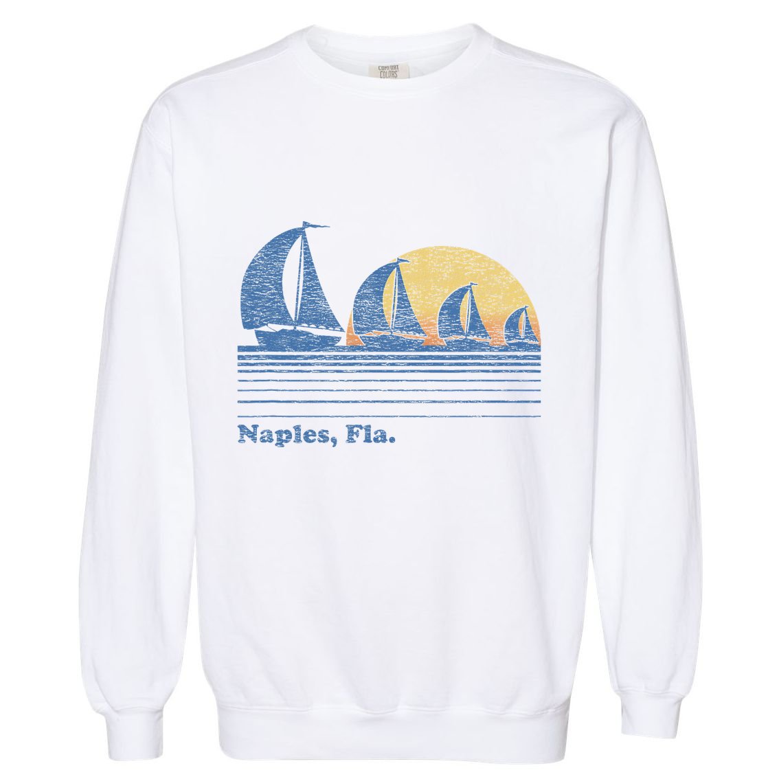 Naples Fl Sailboat T Vintage 80s Sunset Garment-Dyed Sweatshirt