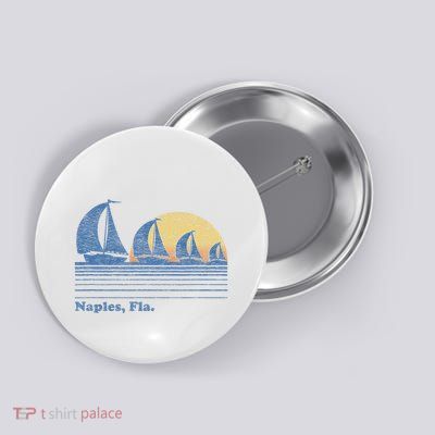 Naples Fl Sailboat T Vintage 80s Sunset Button
