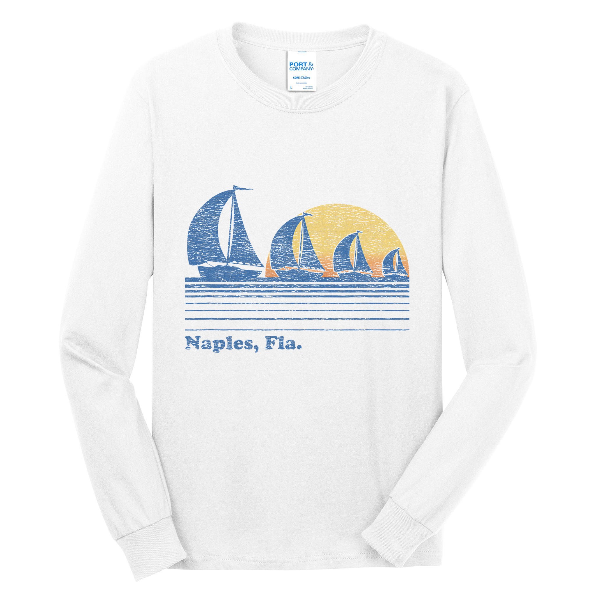 Naples Fl Sailboat T Vintage 80s Sunset Tall Long Sleeve T-Shirt
