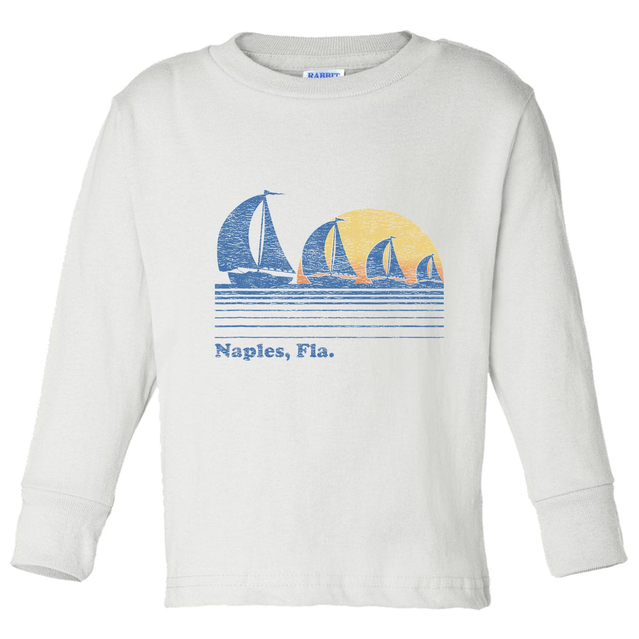 Naples Fl Sailboat T Vintage 80s Sunset Toddler Long Sleeve Shirt