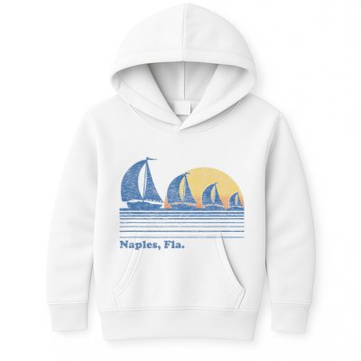 Naples Fl Sailboat T Vintage 80s Sunset Kids Hoodie