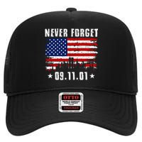 Never Forget September 11 2001 Memorial Day American Flag High Crown Mesh Back Trucker Hat