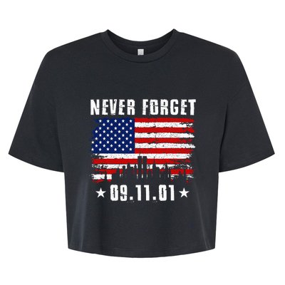 Never Forget September 11 2001 Memorial Day American Flag Bella+Canvas Jersey Crop Tee