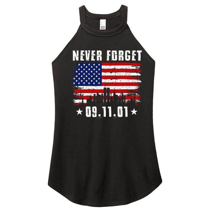 Never Forget September 11 2001 Memorial Day American Flag Women’s Perfect Tri Rocker Tank