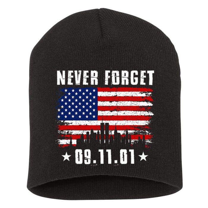 Never Forget September 11 2001 Memorial Day American Flag Short Acrylic Beanie