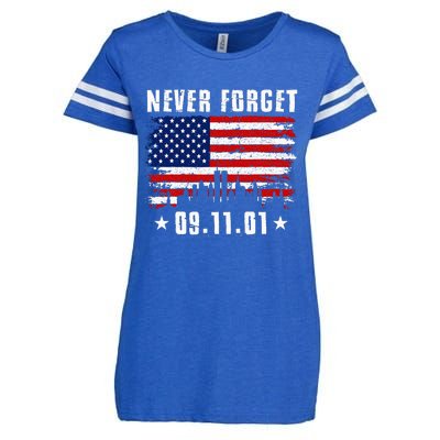 Never Forget September 11 2001 Memorial Day American Flag Enza Ladies Jersey Football T-Shirt