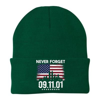 Never Forget September 11 2001 Memorial Day American Flag Knit Cap Winter Beanie