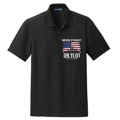 Never Forget September 11 2001 Memorial Day American Flag Dry Zone Grid Polo