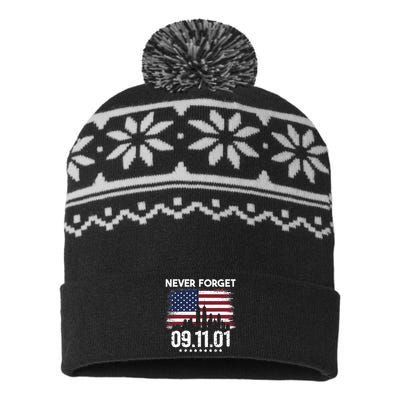 Never Forget September 11 2001 Memorial Day American Flag USA-Made Snowflake Beanie