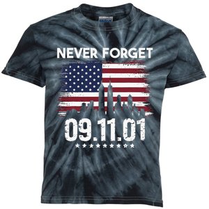 Never Forget September 11 2001 Memorial Day American Flag Kids Tie-Dye T-Shirt