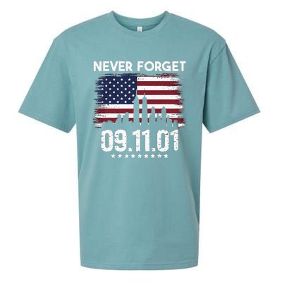 Never Forget September 11 2001 Memorial Day American Flag Sueded Cloud Jersey T-Shirt