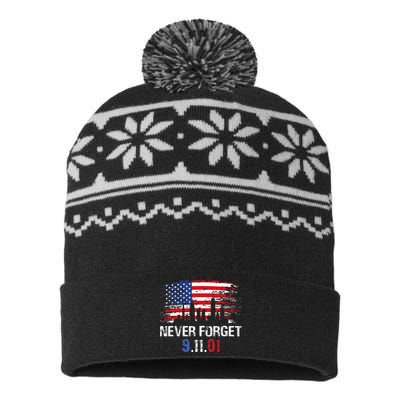 Never Forget September 11 2001 Memorial Day American Flag USA-Made Snowflake Beanie