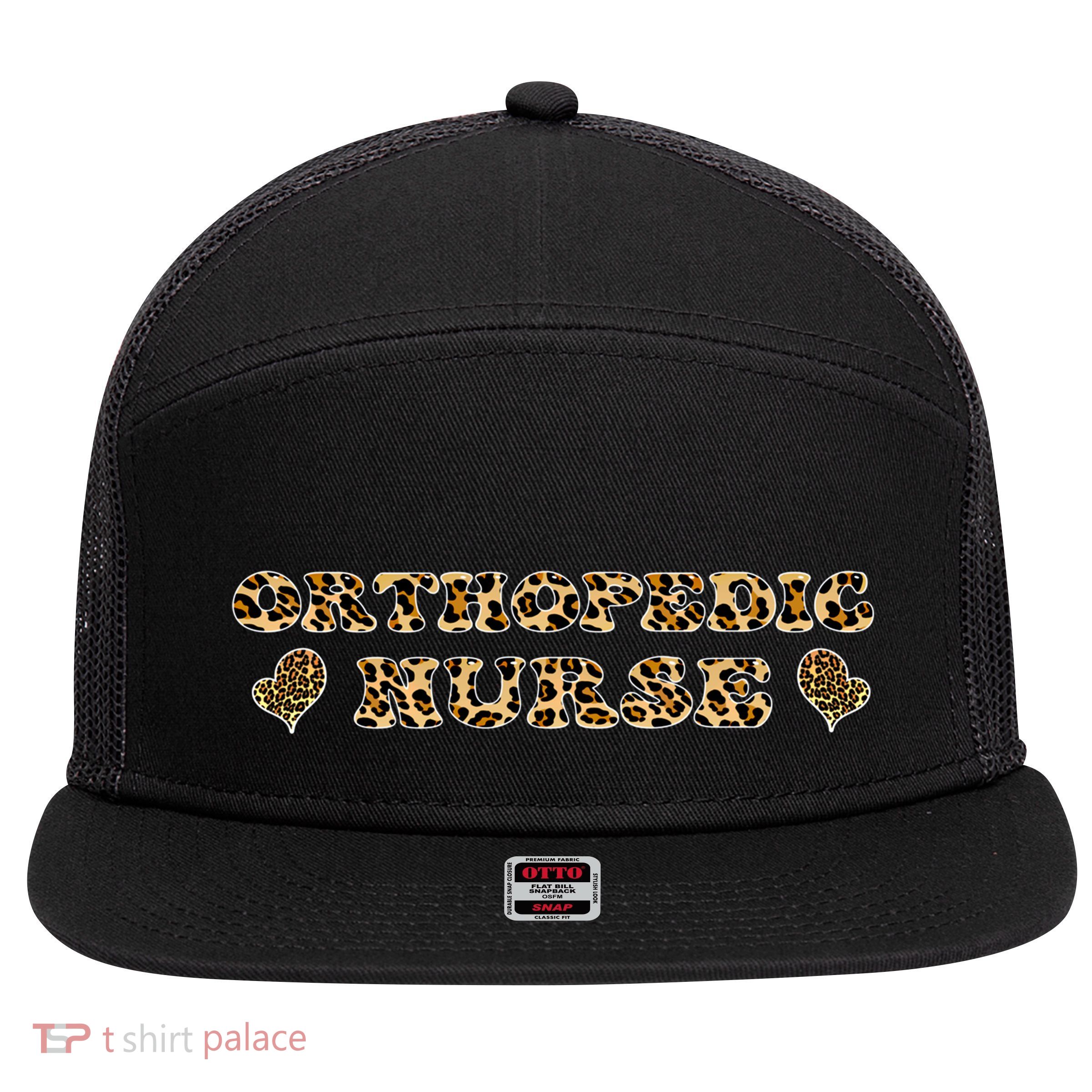 Nurse For Super Orthopedic Nurse Leopard Font Gift 7 Panel Mesh Trucker Snapback Hat