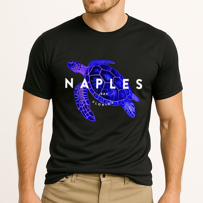 Naples Florida Sea Turtle Scuba Dive Retro Vacation Beach Cooling Performance Crew T-Shirt