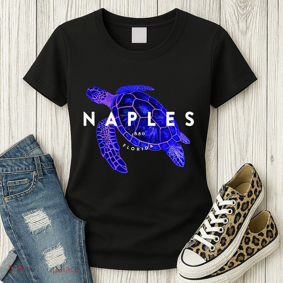 Naples Florida Sea Turtle Scuba Dive Retro Vacation Beach Womens T-Shirt