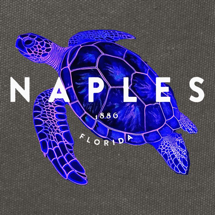 Naples Florida Sea Turtle Scuba Dive Retro Vacation Beach Cotton Canvas Backpack