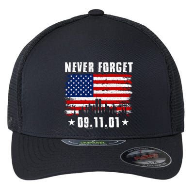 Never Forget September 11 2001 Memorial Day American Flag Flexfit Unipanel Trucker Cap
