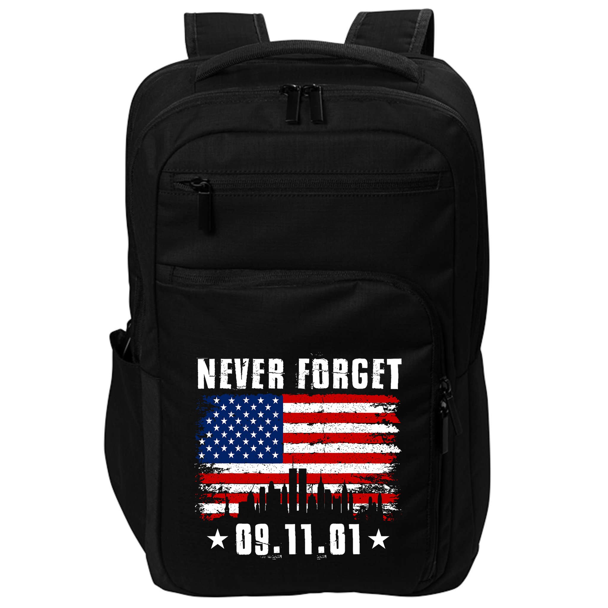 Never Forget September 11 2001 Memorial Day American Flag Impact Tech Backpack