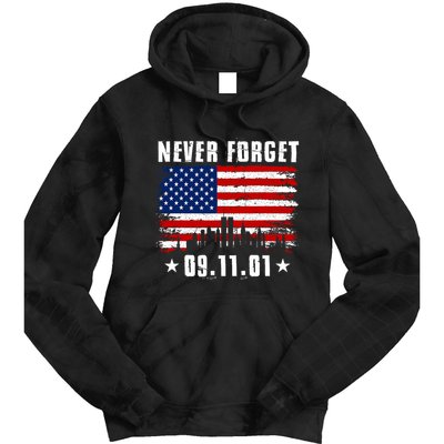 Never Forget September 11 2001 Memorial Day American Flag Tie Dye Hoodie
