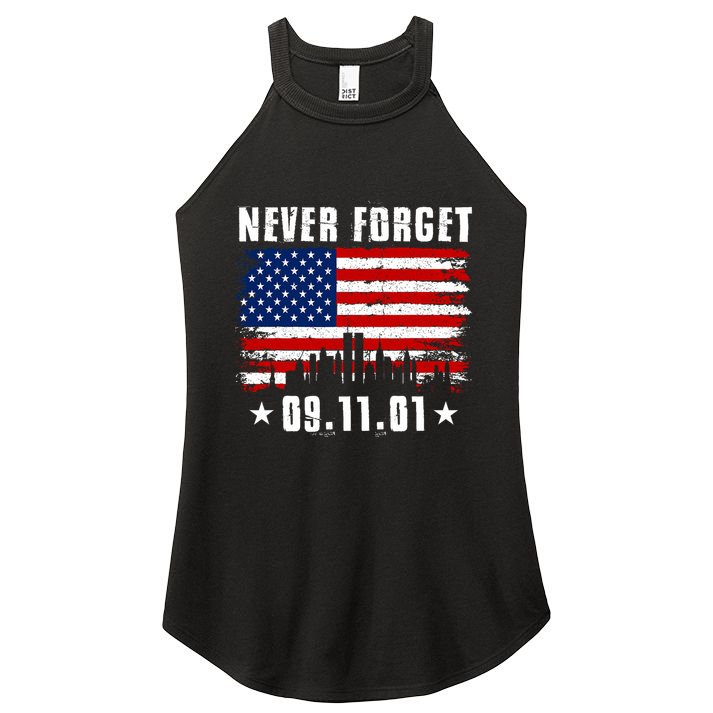 Never Forget September 11 2001 Memorial Day American Flag Women's Perfect Tri Rocker Tank