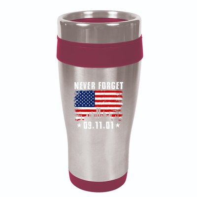 Never Forget September 11 2001 Memorial Day American Flag 16oz Travel Tumbler