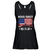 Never Forget September 11 2001 Memorial Day American Flag Ladies Essential Flowy Tank