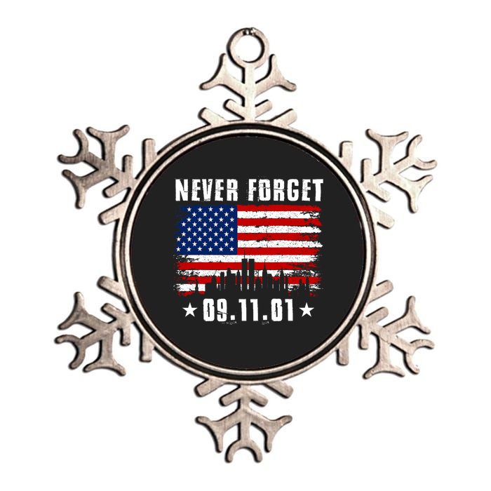 Never Forget September 11 2001 Memorial Day American Flag Metallic Star Ornament