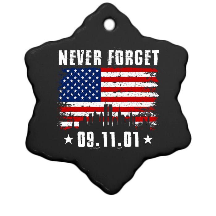 Never Forget September 11 2001 Memorial Day American Flag Ceramic Star Ornament