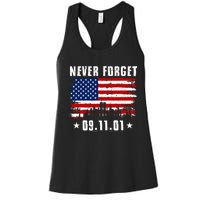 Never Forget September 11 2001 Memorial Day American Flag Women's Racerback Tank