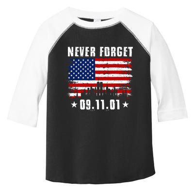 Never Forget September 11 2001 Memorial Day American Flag Toddler Fine Jersey T-Shirt