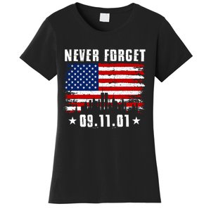 Never Forget September 11 2001 Memorial Day American Flag Women's T-Shirt