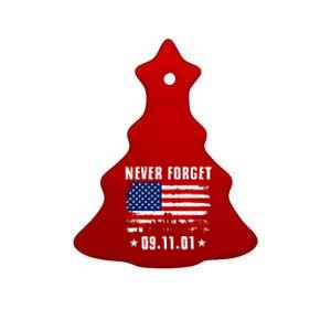 Never Forget September 11 2001 Memorial Day American Flag Ceramic Tree Ornament