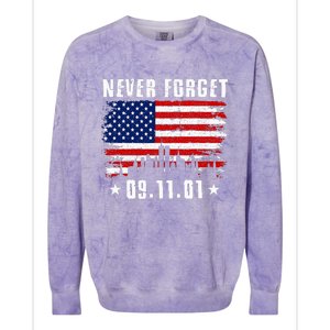 Never Forget September 11 2001 Memorial Day American Flag Colorblast Crewneck Sweatshirt