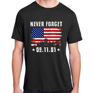 Never Forget September 11 2001 Memorial Day American Flag Adult ChromaSoft Performance T-Shirt