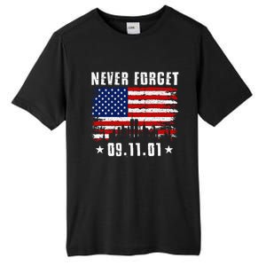 Never Forget September 11 2001 Memorial Day American Flag Tall Fusion ChromaSoft Performance T-Shirt