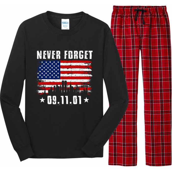 Never Forget September 11 2001 Memorial Day American Flag Long Sleeve Pajama Set