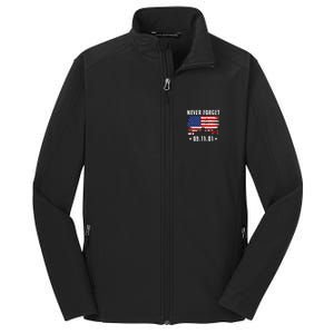 Never Forget September 11 2001 Memorial Day American Flag Core Soft Shell Jacket